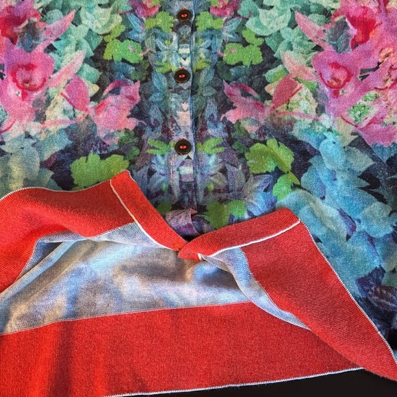 NIC + ZOE printed floral button up cotton blend cardigan size M - Picture 7 of 8